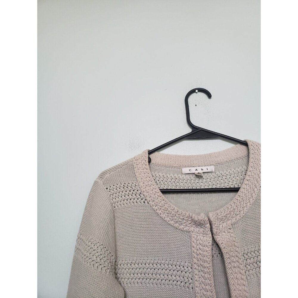 Cabi Womens S Cardigan Hook Eye Front Green Marled 100% Cotton Preppy Chic - Picture 6 of 8